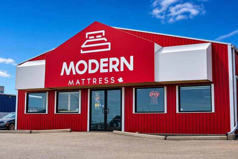 Modern Mattress Moose Jaw storefront on McKenzie Lane — Saskatchewan-owned mattress store