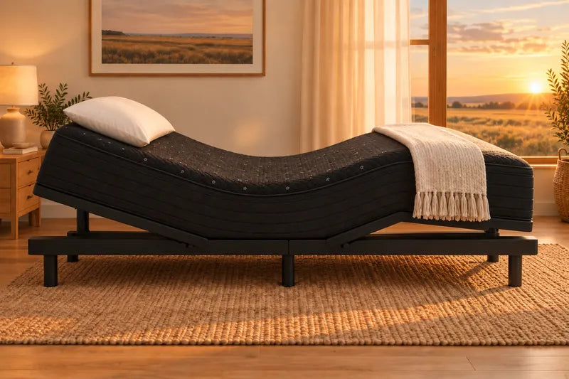 A mattress on an adjustable base in Zero-G