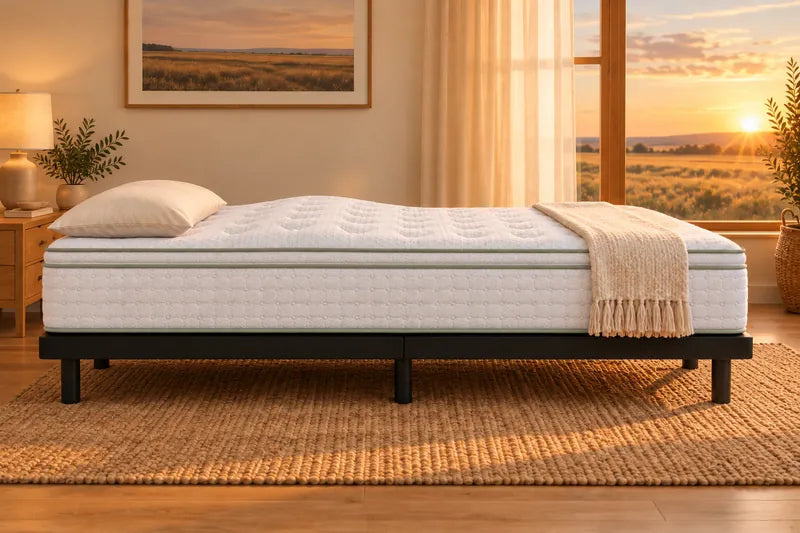A mattress on an adjustable base flat with the lumbar support raised