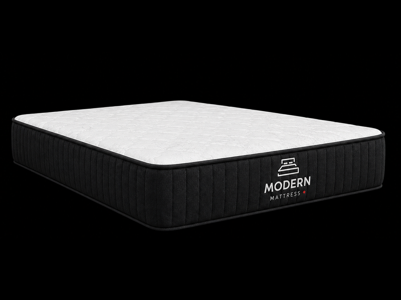 The Emma RV mattress, quilted top on a black knit border