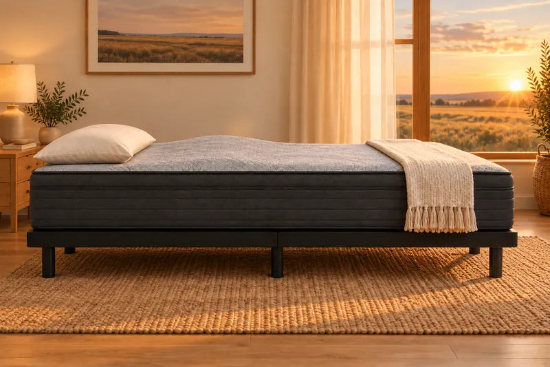 A mattress on an adjustable base flat with the lumbar support raised