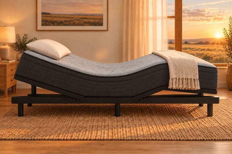 A mattress on an adjustable base in Zero-G