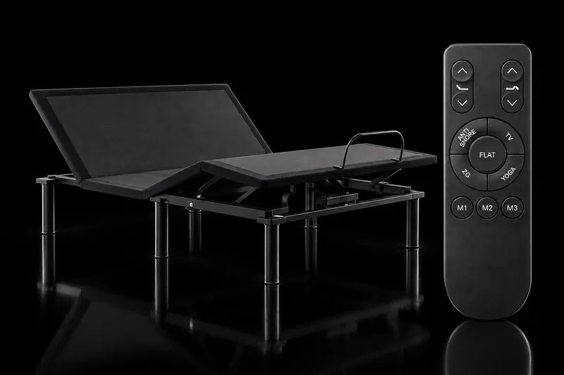 The Plus adjustable base with its wireless remote