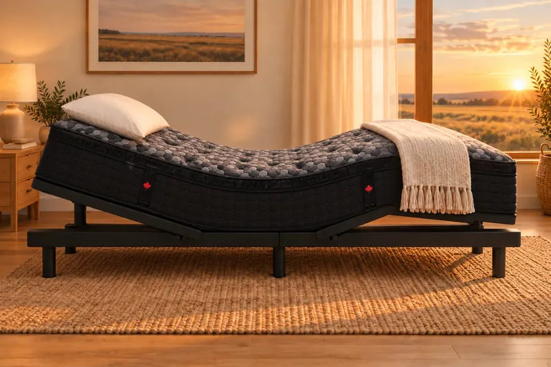A mattress on an adjustable base in Zero-G