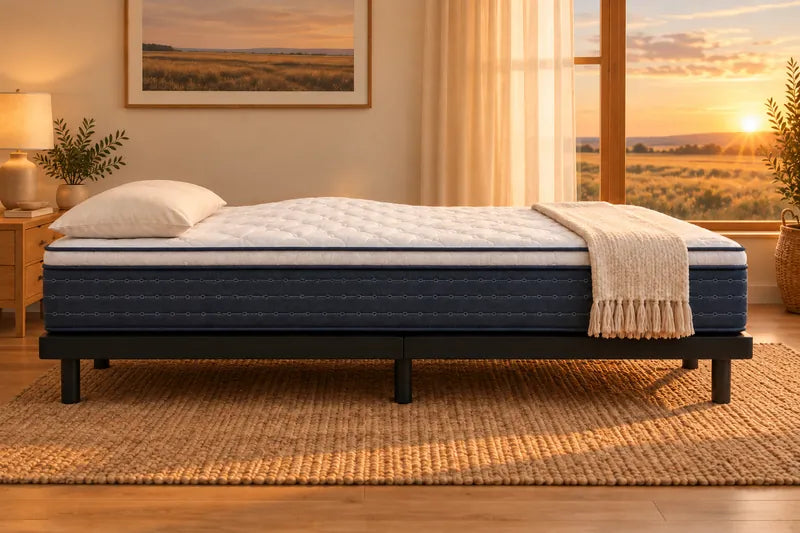 A mattress on an adjustable base flat with the lumbar support raised