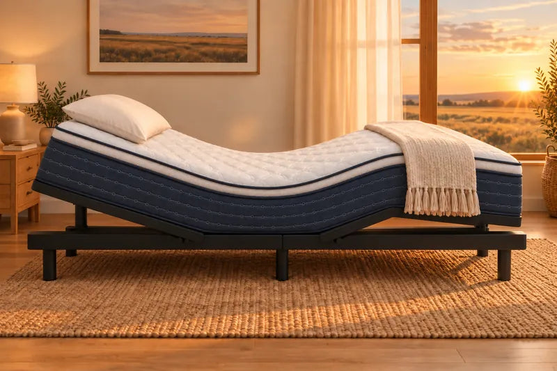 A mattress on an adjustable base in Zero-G