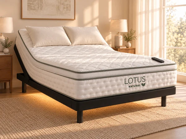Lotus Natural on the Pro adjustable base with its remote