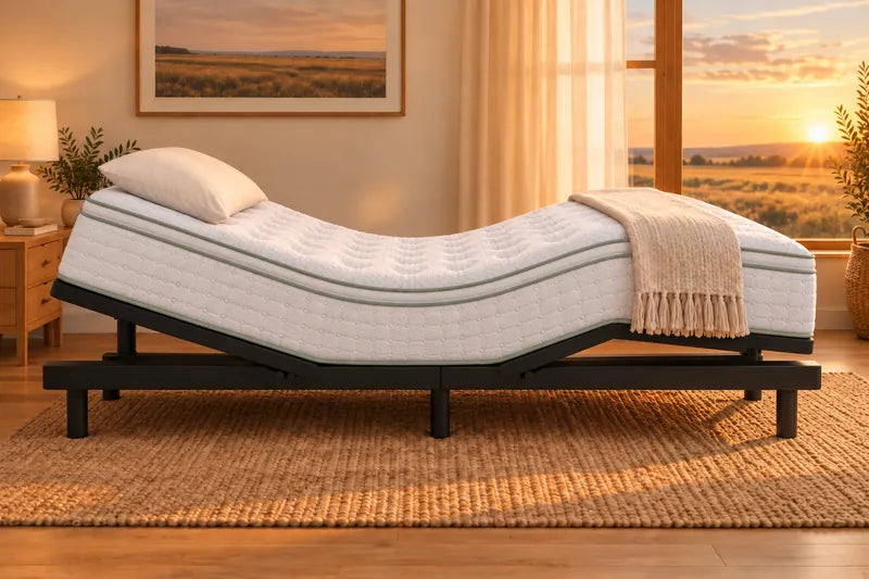 A mattress on an adjustable base in Zero-G
