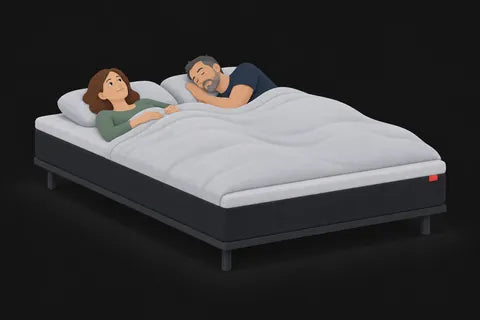 A woman woken as her partner turns over